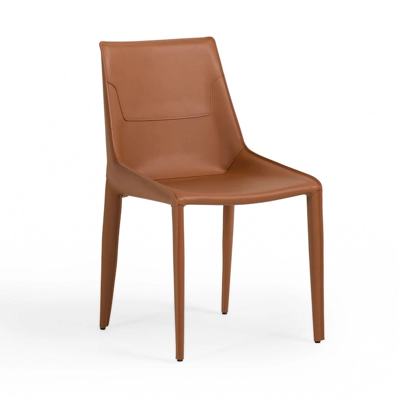 Sedia da pranzo in pelle color cognac (Set da 2)