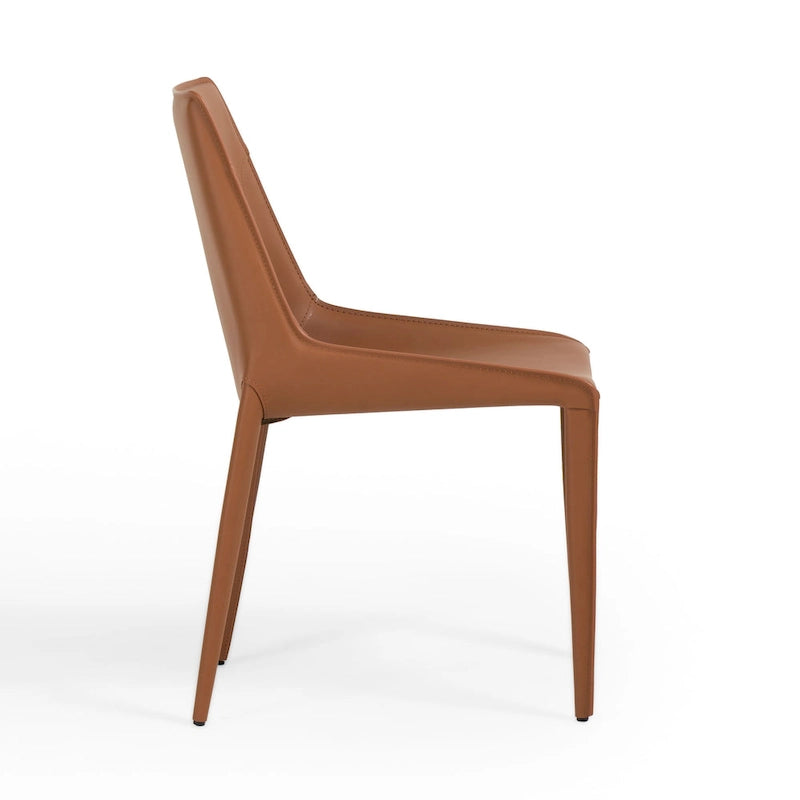Sedia da pranzo in pelle color cognac (Set da 2)