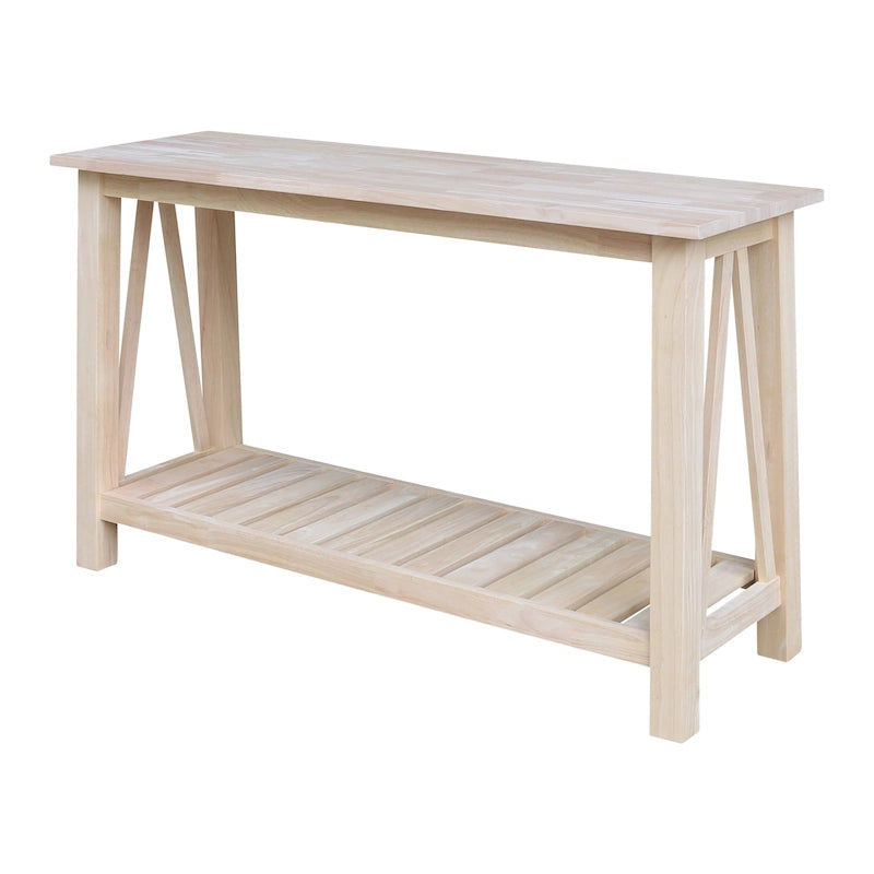 Console in Legno Massello con Ripiano Inferiore