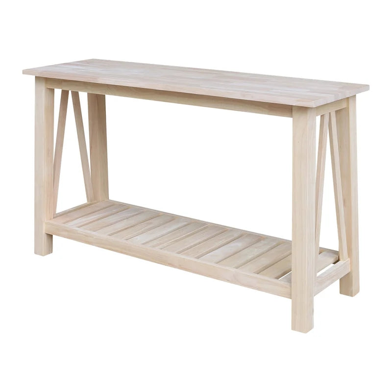 Console in Legno Massello con Ripiano Inferiore