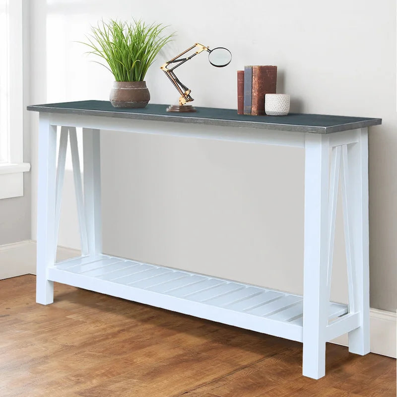 Console in Legno Massello con Ripiano Inferiore