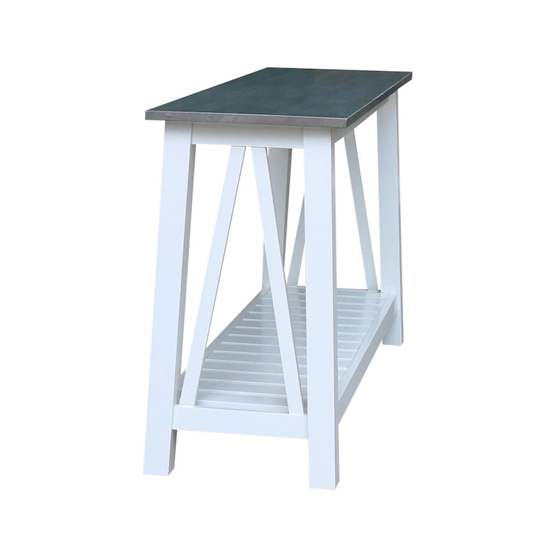 Console in Legno Massello con Ripiano Inferiore