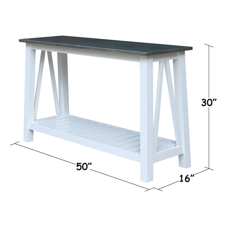 Console in Legno Massello con Ripiano Inferiore