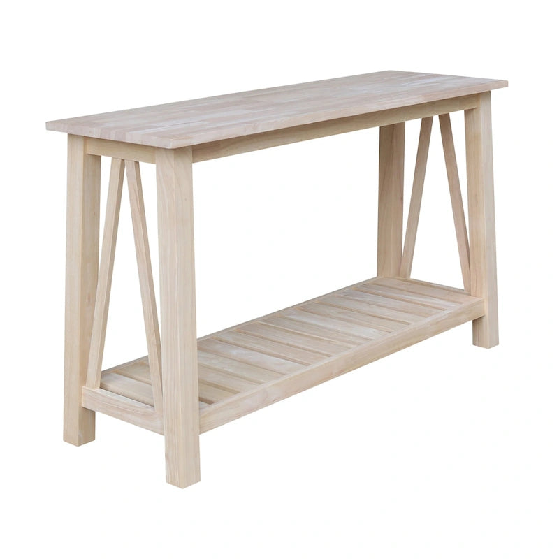 Console in Legno Massello con Ripiano Inferiore