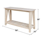 Console in Legno Massello con Ripiano Inferiore