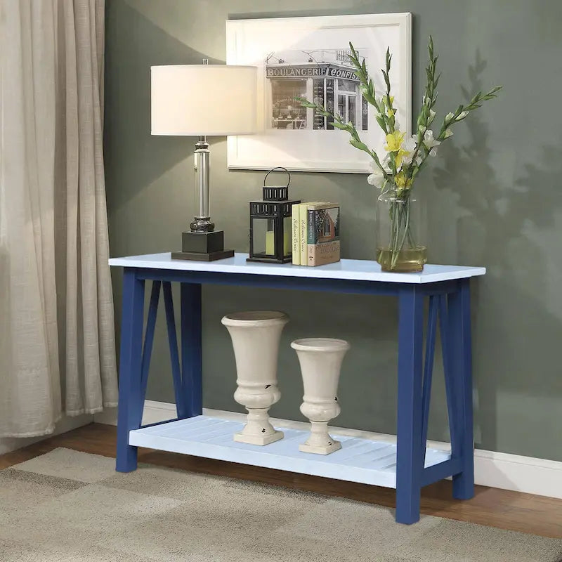 Console in Legno Massello con Ripiano Inferiore