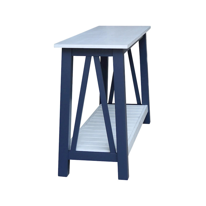 Console in Legno Massello con Ripiano Inferiore