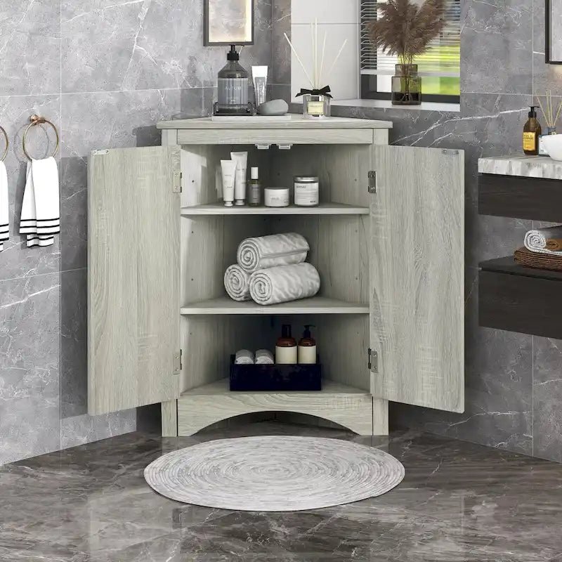 Mobile angolare da bagno con mensole regolabili