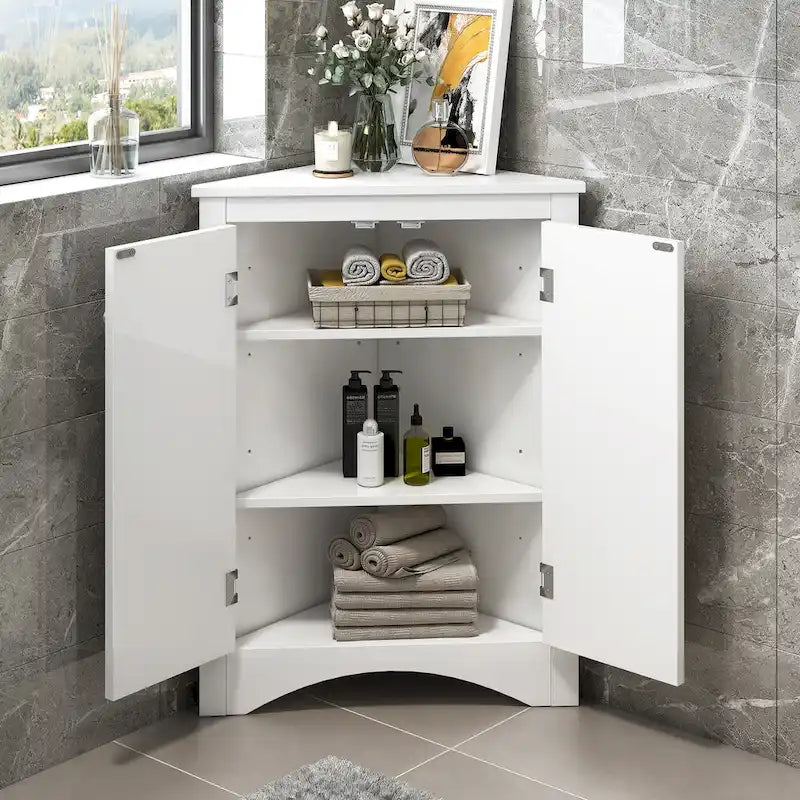 Mobile angolare da bagno con mensole regolabili