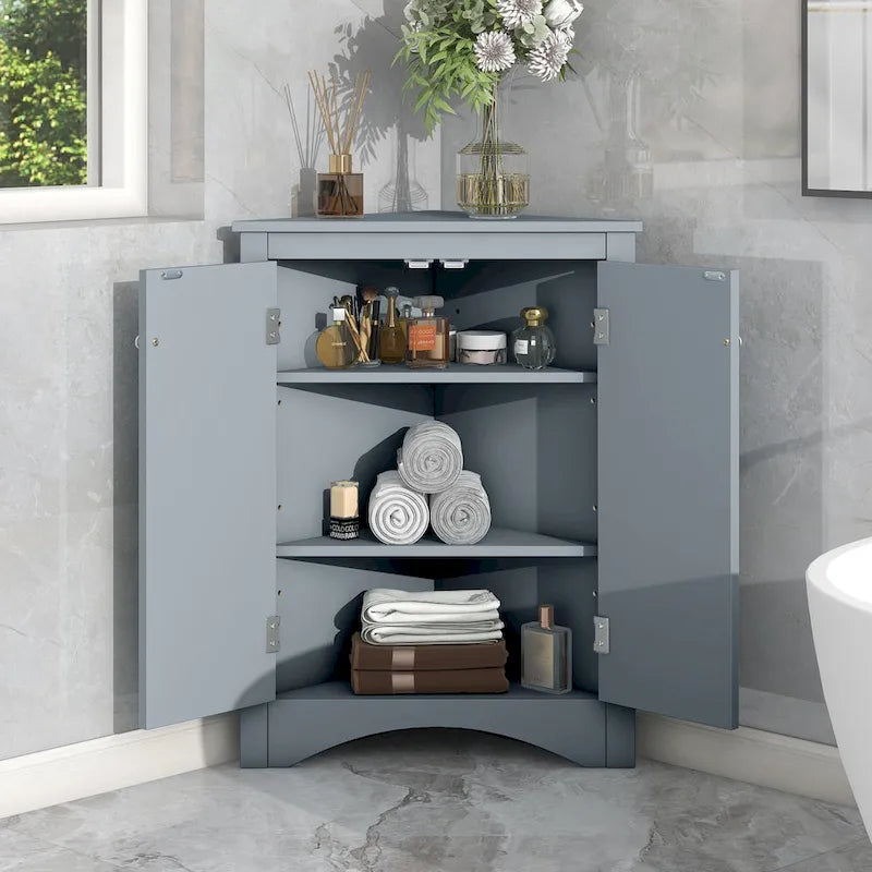 Mobile angolare da bagno con mensole regolabili