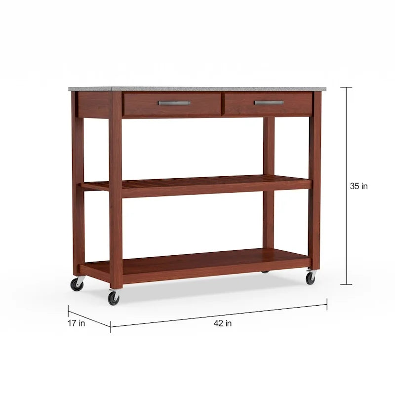 Carrello da cucina con piano in granito e cassetti - 17P x 43L x 35A