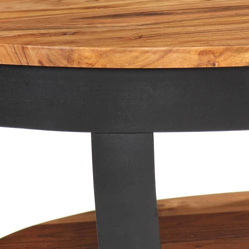 Tavolino rotondo da caffè 65 cm in legno massello di acacia con base in acciaio