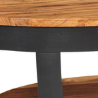 Tavolino rotondo da caffè 65 cm in legno massello di acacia con base in acciaio