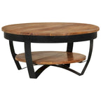 Tavolino rotondo da caffè 65 cm in legno massello di acacia con base in acciaio