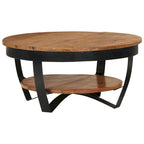 Tavolino rotondo da caffè 65 cm in legno massello di acacia con base in acciaio