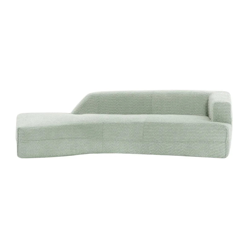 Divano curvo a chaise longue in tessuto bouclé
