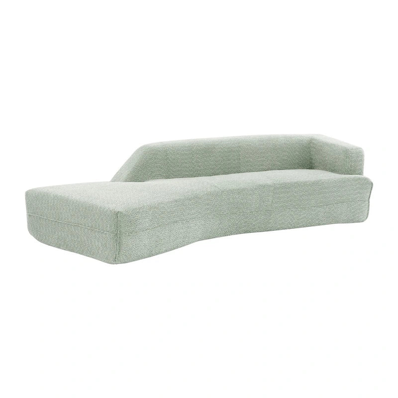 Divano curvo a chaise longue in tessuto bouclé