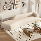 Divano curvo a chaise longue in tessuto bouclé