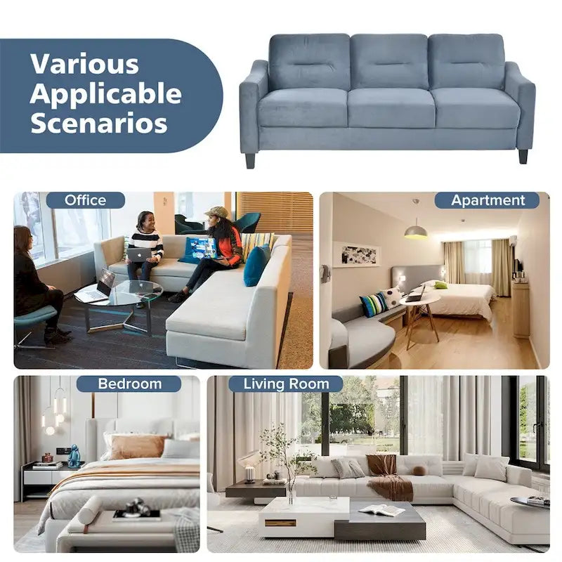 Divano in tessuto con struttura e gambe in legno