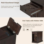 Tavolino con porte USB e 1 cassetto con portabicchieri