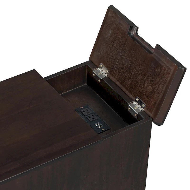 Tavolino con porte USB e 1 cassetto con portabicchieri