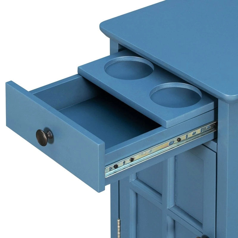 Tavolino con porte USB e 1 cassetto con portabicchieri