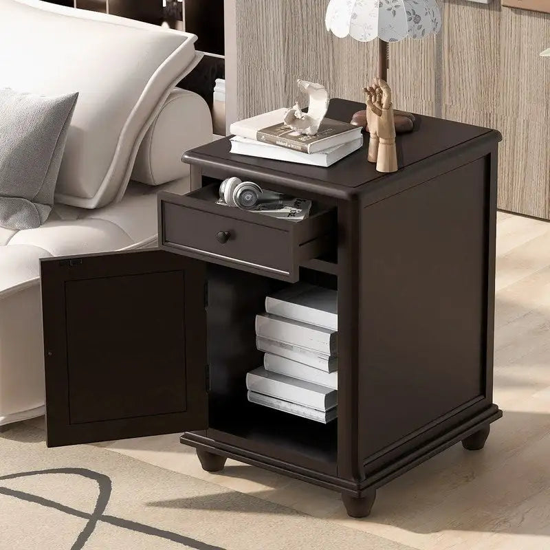 Tavolino con porte USB e 1 cassetto con portabicchieri