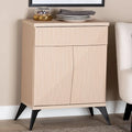 Draper Mid-Century Modern Two-Tone Light Brown and Black Wood 2-Door Sideboard Buffet