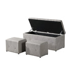 Pouf contenitore con vano segreto, set da 3