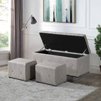 Pouf contenitore con vano segreto, set da 3