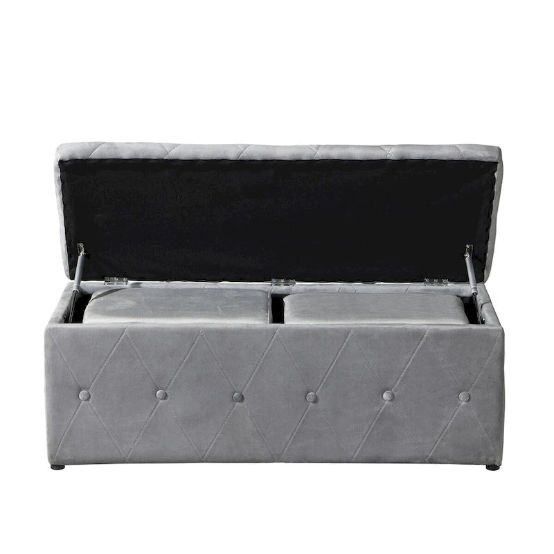 Pouf contenitore con vano segreto, set da 3