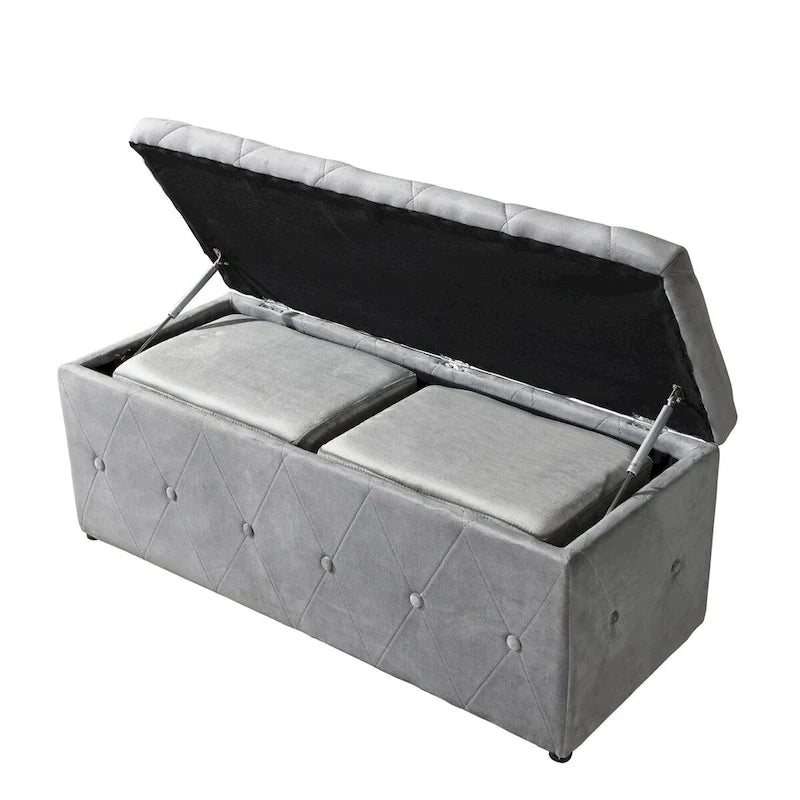 Pouf contenitore con vano segreto, set da 3