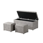 Pouf contenitore con vano segreto, set da 3