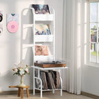 Porta Giradischi Alto con Vano Porta Vinili - 19,68 x 15,35 x 56,69 pollici