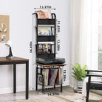 Porta Giradischi Alto con Vano Porta Vinili - 19,68 x 15,35 x 56,69 pollici