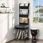 Porta Giradischi Alto con Vano Porta Vinili - 19,68 x 15,35 x 56,69 pollici