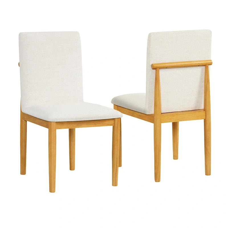 Sedia da pranzo moderna imbottita - Tessuto testurizzato crema (set da 2)