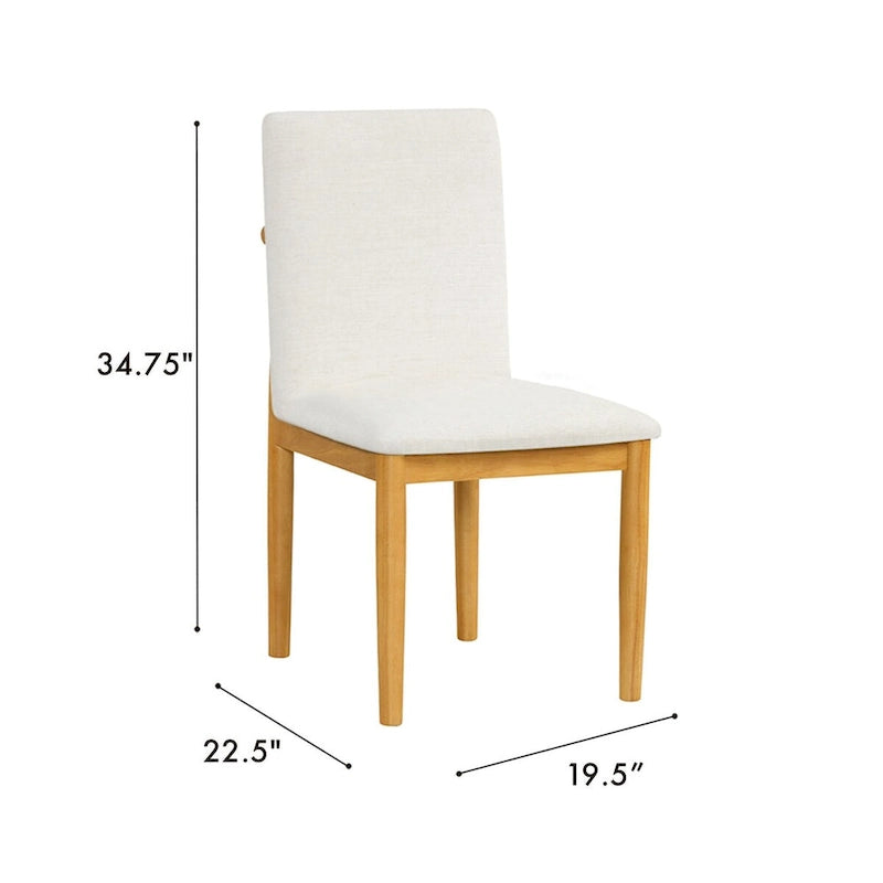 Sedia da pranzo moderna imbottita - Tessuto testurizzato crema (set da 2)