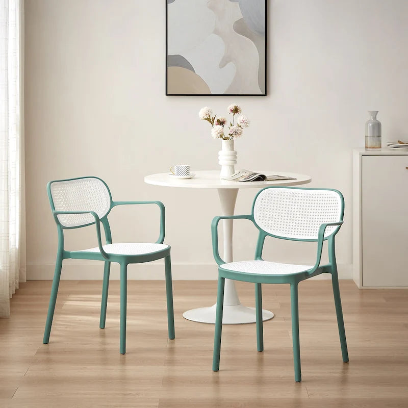 Set di 2 sedie impilabili moderne da interno ed esterno