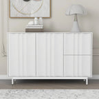 Wave Pattern Storage Cabinet with 2 Doors and 2 Drawers, Adjustable, Suitable for Study,Entrance and Living Room