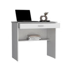 Scrivania compatta con cassetto e ripiano inferiore