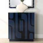 Mobiletto lucido blu a 2 ante - 34"H x 30"W x 16"D