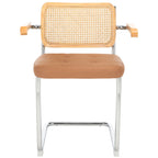 Set di 2 sedie da pranzo con braccioli, 26L x 22P x 34A – Schienale in rattan e seduta color cognac