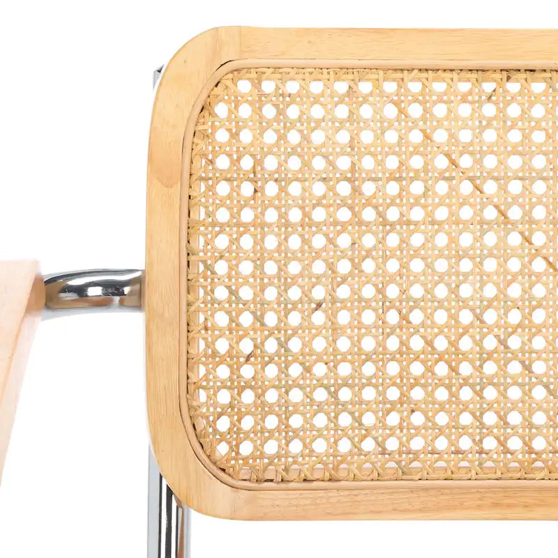 Set di 2 sedie da pranzo con braccioli, 26L x 22P x 34A – Schienale in rattan e seduta color cognac