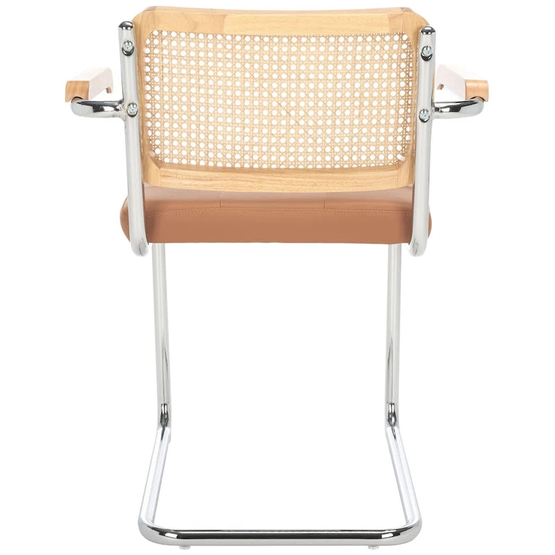 Set di 2 sedie da pranzo con braccioli, 26L x 22P x 34A – Schienale in rattan e seduta color cognac