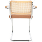 Set di 2 sedie da pranzo con braccioli, 26L x 22P x 34A – Schienale in rattan e seduta color cognac